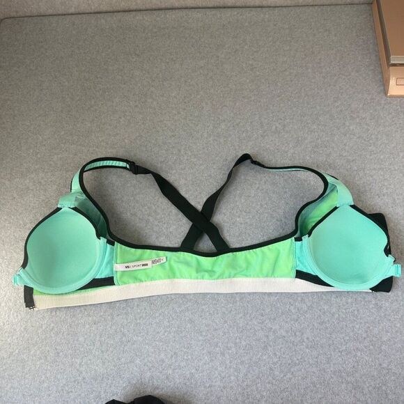 Victoria's Secret Sport VSX‎  Zip Front Sports Bra Size 34C Neon Yellow & Black - Picture 6 of 13